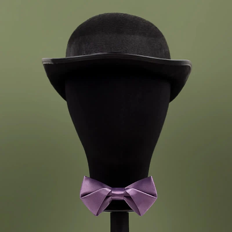 Men's Purple Mercerized Solid Color Bow Tie - Image 14