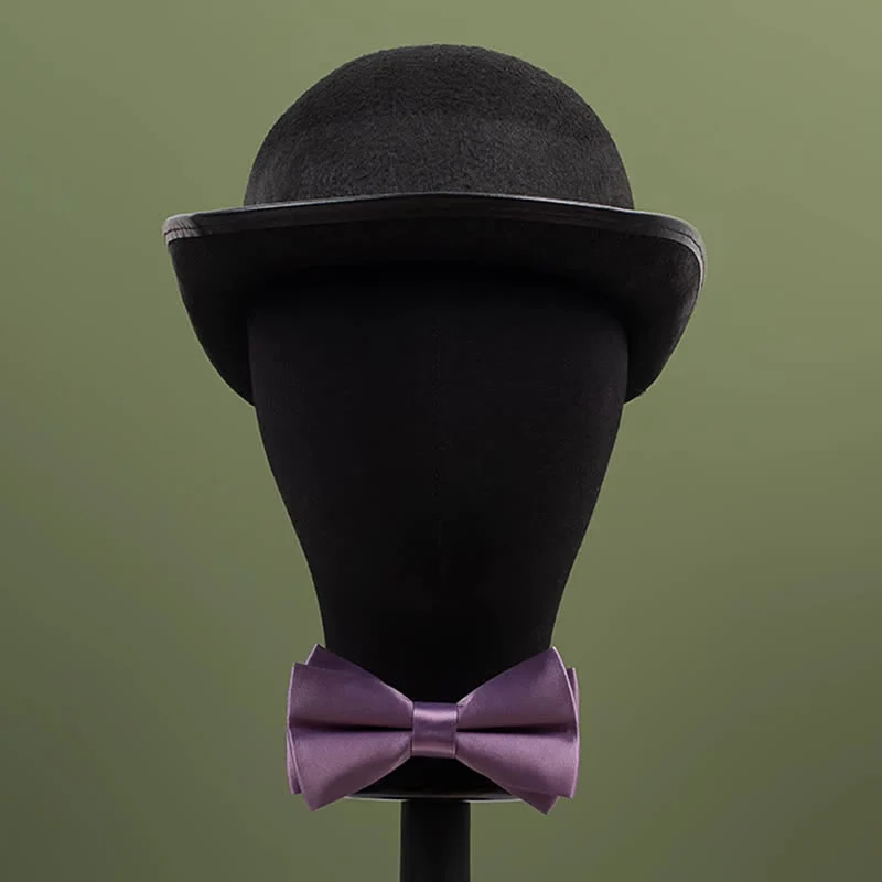 Men's Purple Mercerized Solid Color Bow Tie - Image 19