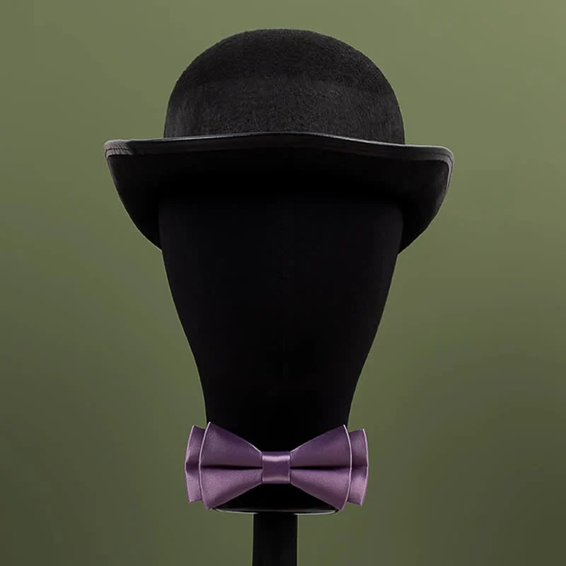 Men's Purple Mercerized Solid Color Bow Tie - Image 4