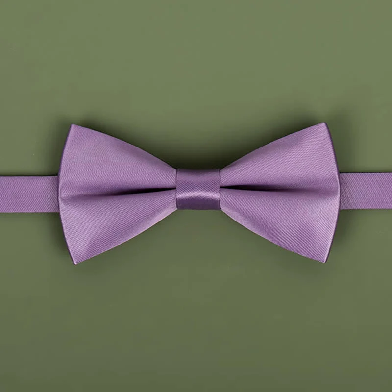 Men's Purple Mercerized Solid Color Bow Tie - Image 8