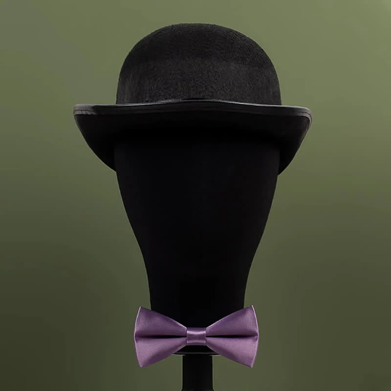 Men's Purple Mercerized Solid Color Bow Tie - Image 9
