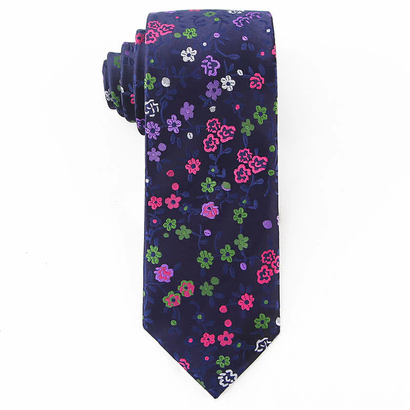 Men's Purple & Pink Flowers Print Floral Necktie - Image 2