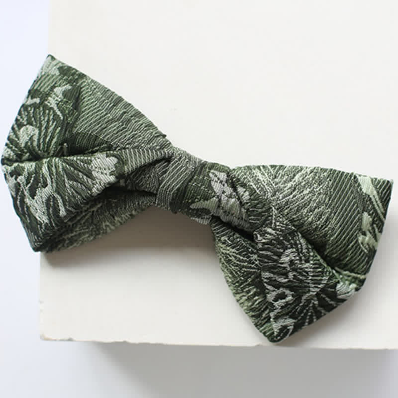 Men's Quiet Peaceful MediumSeaGreen Floral Bow Tie - Image 7
