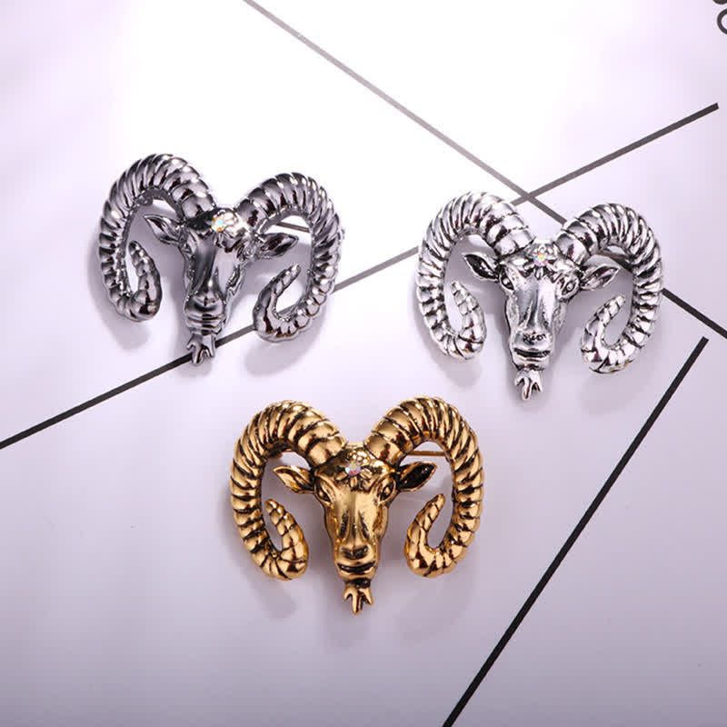Men's Rams Head Animal Accessories Brooch - Image 5