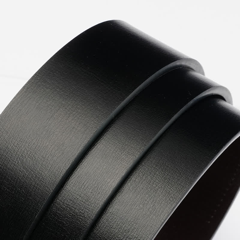 Men's Rectangular Grid Automatic Buckle Leather Belt - Image 13