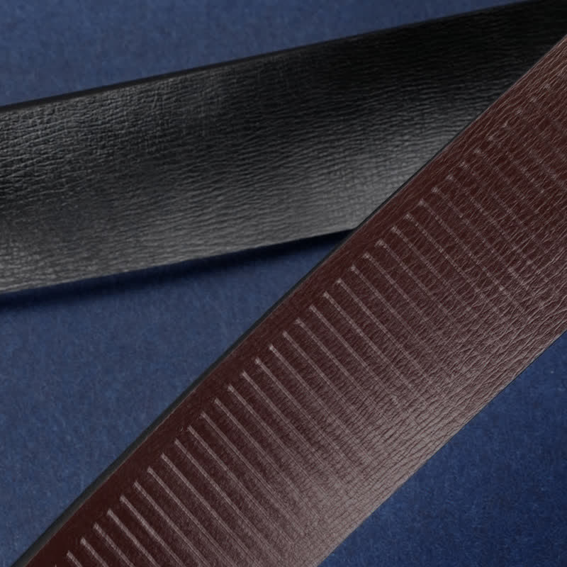 Men's Rectangular Grid Automatic Buckle Leather Belt - Image 7