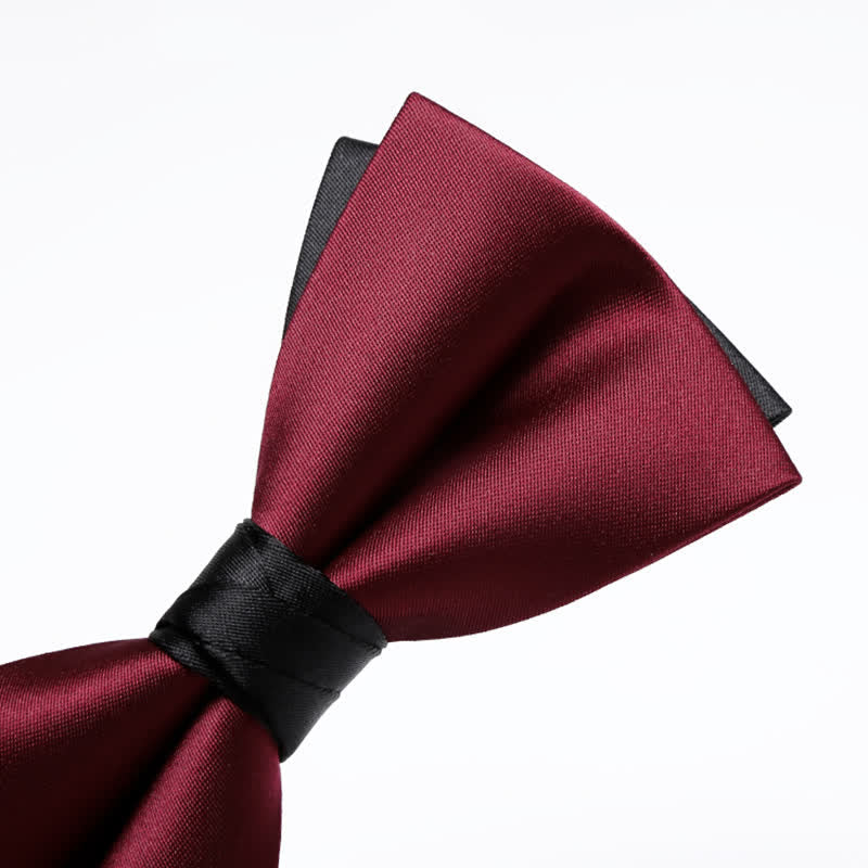 Men's Red Black Double-Layered Wedding Groom Bow Tie - Image 4