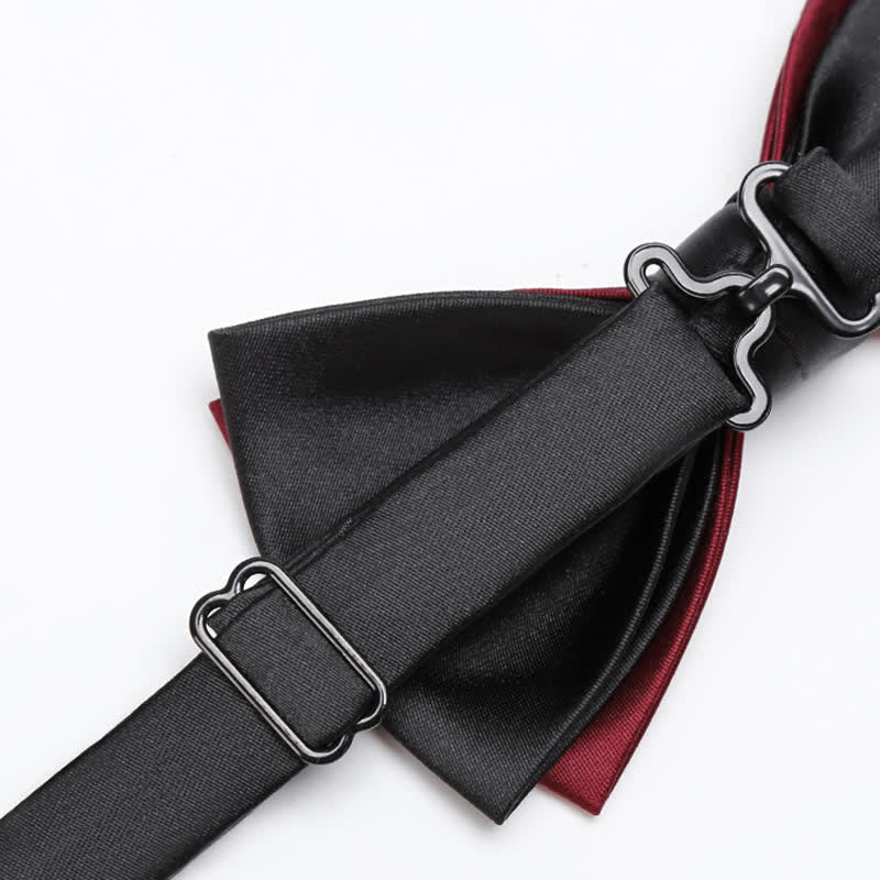 Men's Red Black Double-Layered Wedding Groom Bow Tie - Image 5