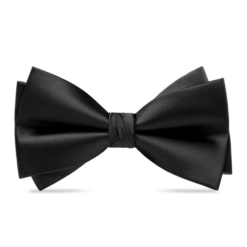 Men's Red Black Double-Layered Wedding Groom Bow Tie - Image 7