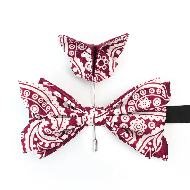 Men's Red & White Cashew Polka Dot Printed Bow Tie - Image 3