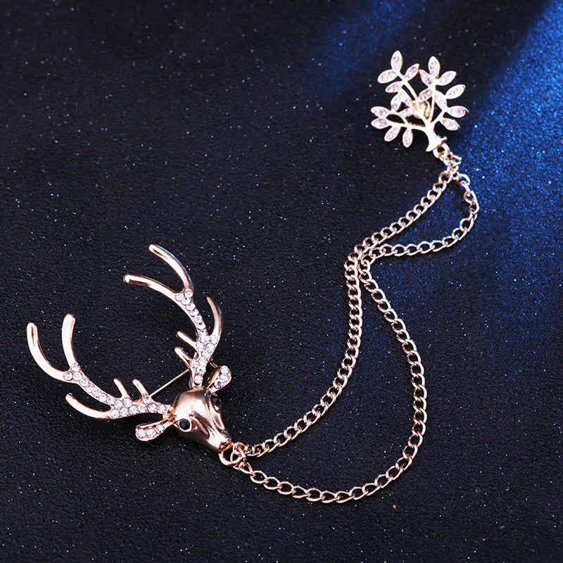 Men's Reindeer Double Chain Formal Suit Brooch - Image 4