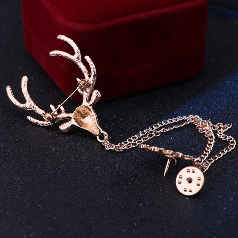 Men's Reindeer Double Chain Formal Suit Brooch - Image 6