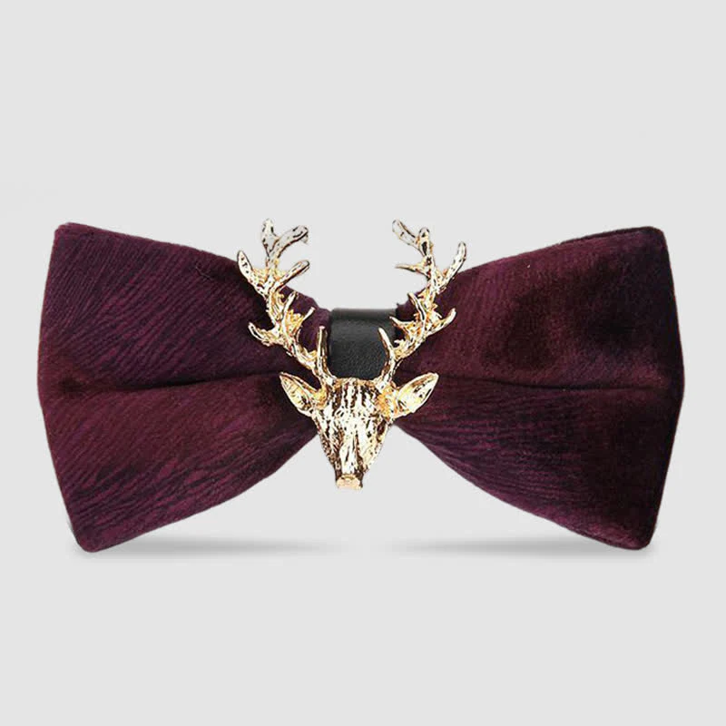 Men's Reindeer Head Velvet Bow Tie - Image 14