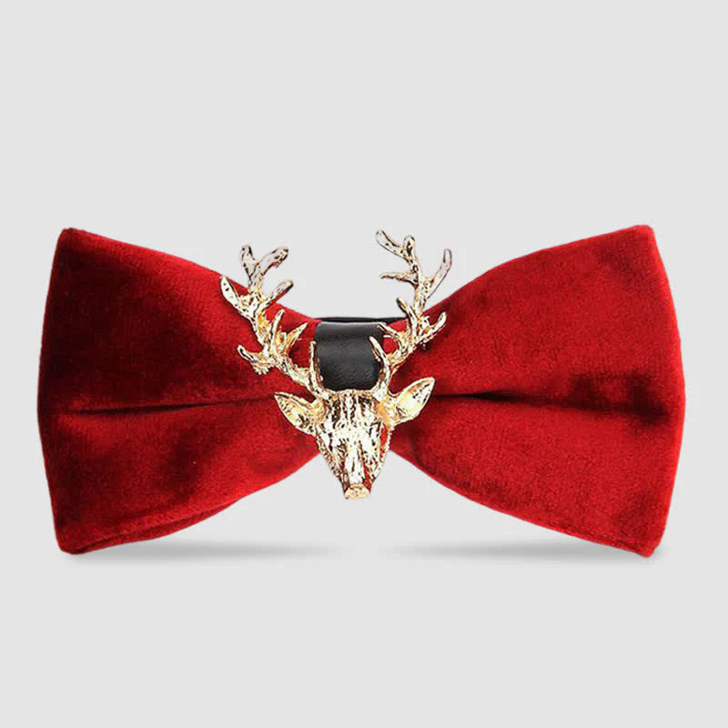 Men's Reindeer Head Velvet Bow Tie - Image 8