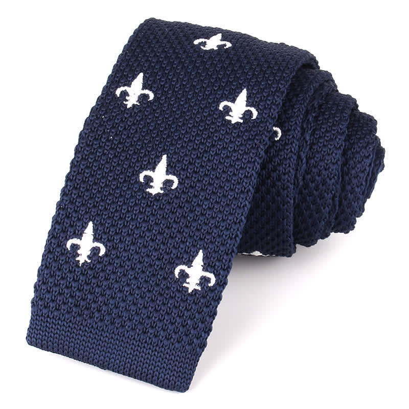 Men's Repeating Motifs Skinny Knitted Necktie - Image 4