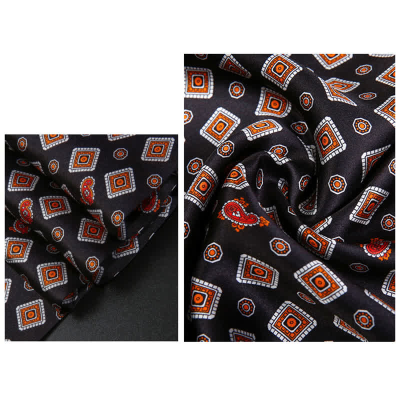 Men's Repeating Square Paisley Pattern Thin Long Pure Silk Scarf - Image 11