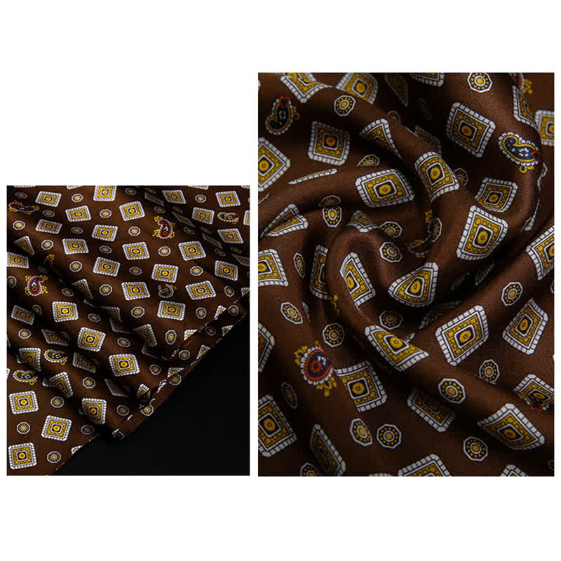 Men's Repeating Square Paisley Pattern Thin Long Pure Silk Scarf - Image 14