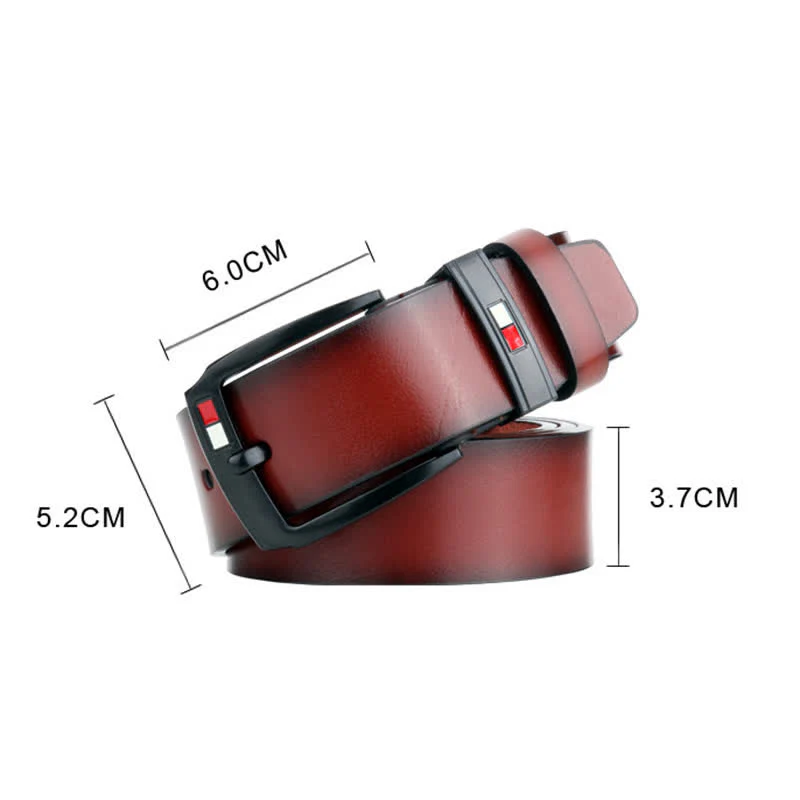 Men's Retro Black Buckle Leather Belt - Image 6