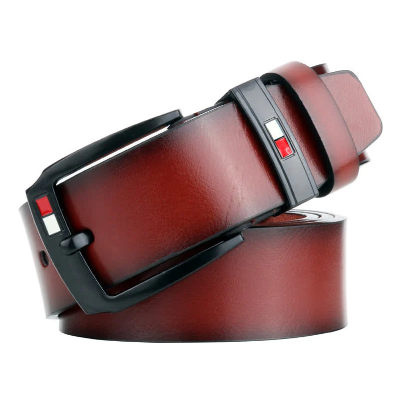 Men's Retro Black Buckle Leather Belt - Image 7