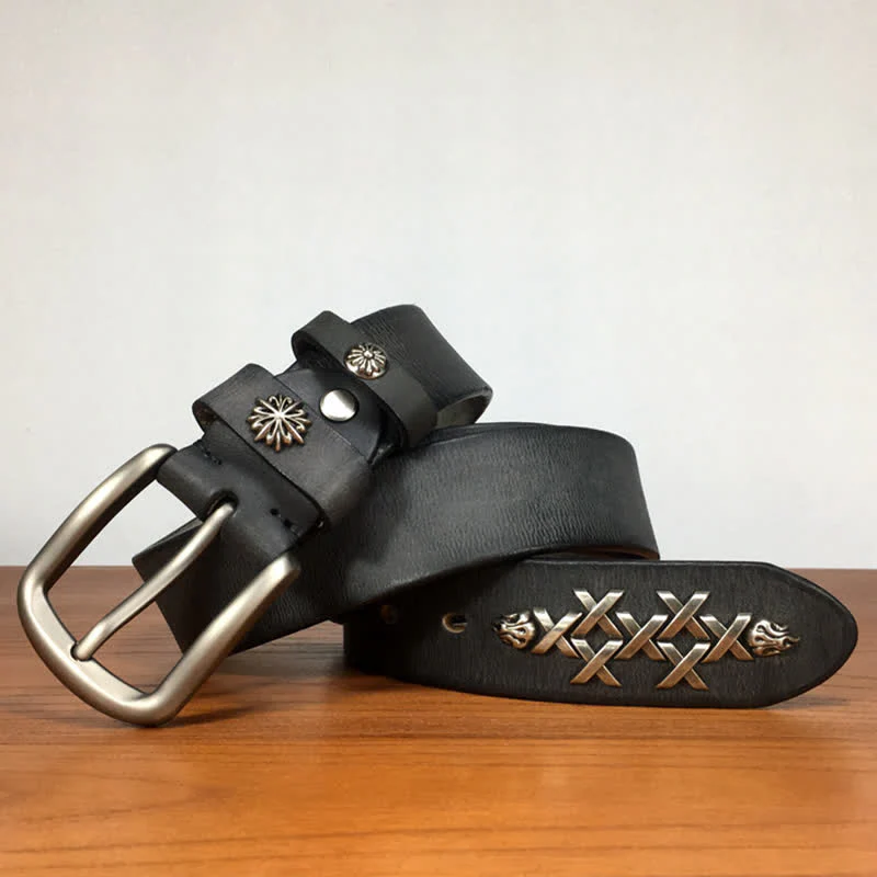 Men's Retro Decorative Carving Rivet Leather Belt - Image 9