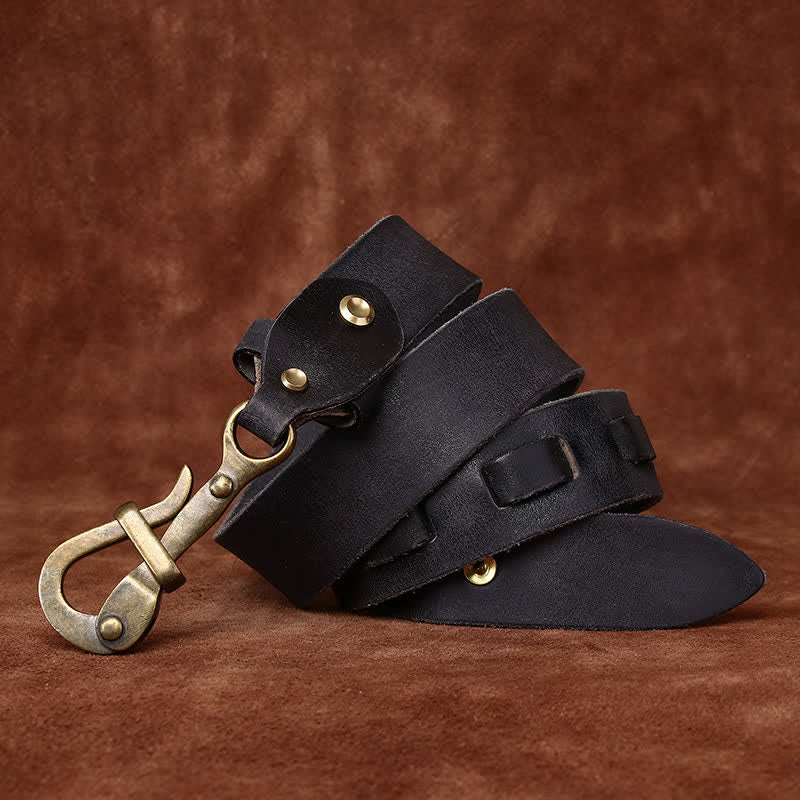 Men's Retro Distressed Hook Buckle Cavalry Leather Belt - Image 7