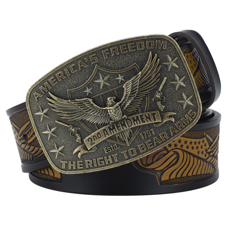 Men's Retro Eagle America's Freedom Leather Belt - Image 11