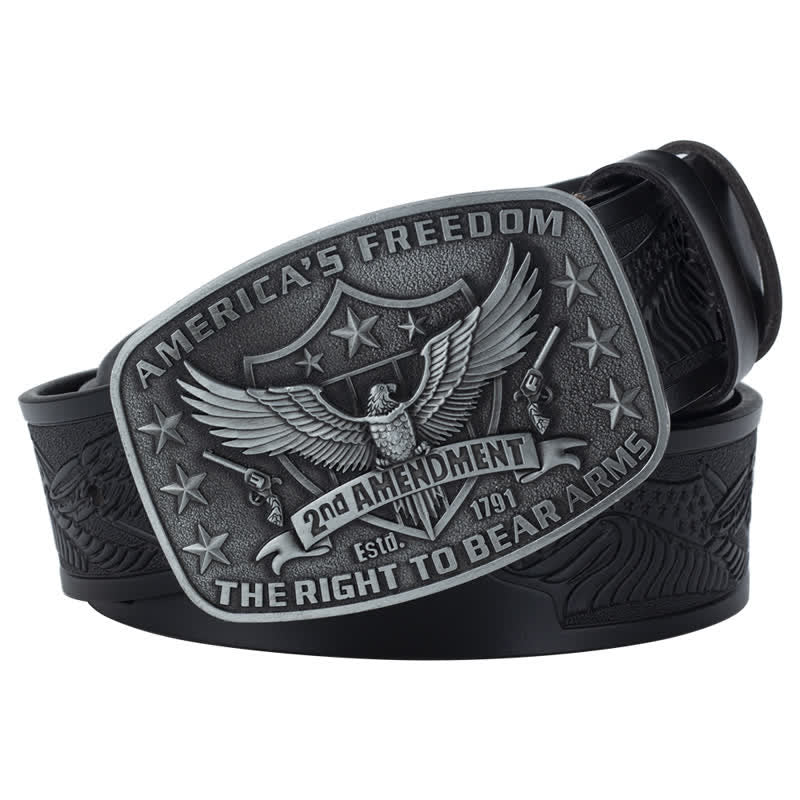 Men's Retro Eagle America's Freedom Leather Belt - Image 7