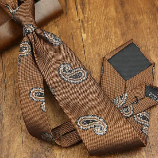 Men's Retro Elegant Cashew Patterned Formal Necktie - Image 4
