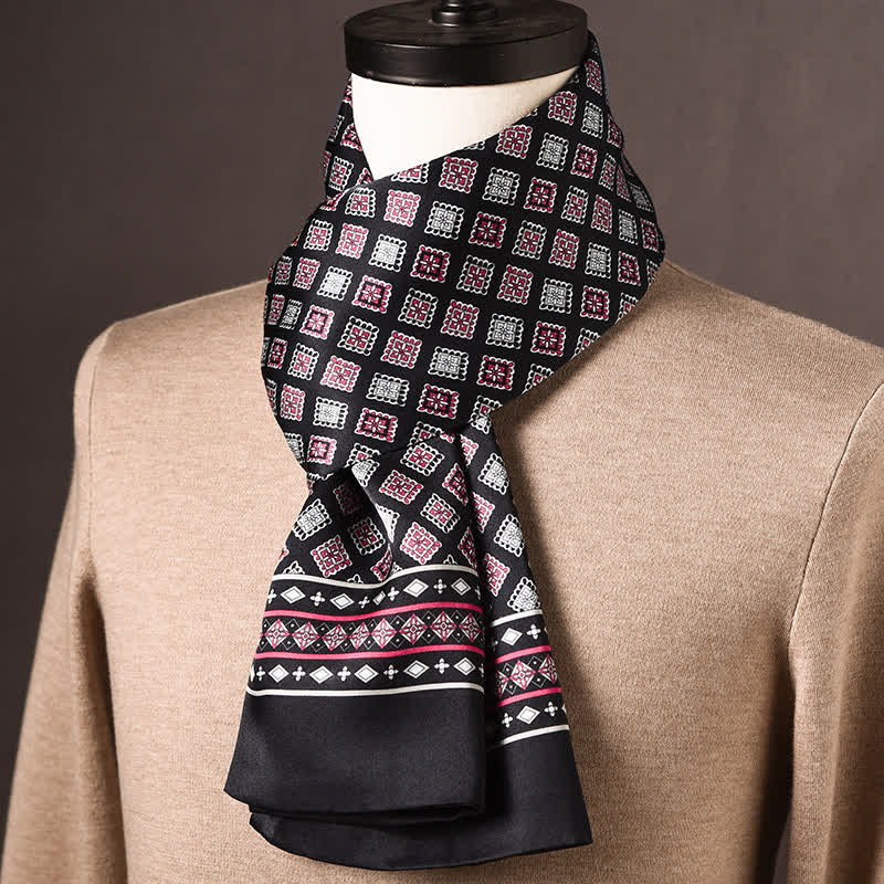 Men's Retro Ethnic Style Long Pure Silk Scarf - Image 22