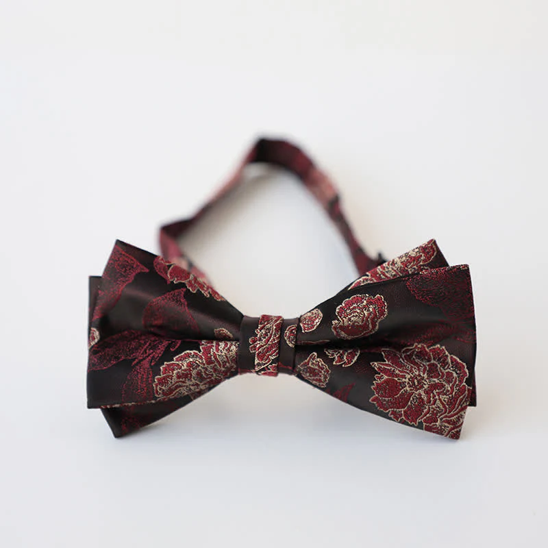Men's Retro Floral Double Layers Bow Tie - Image 11
