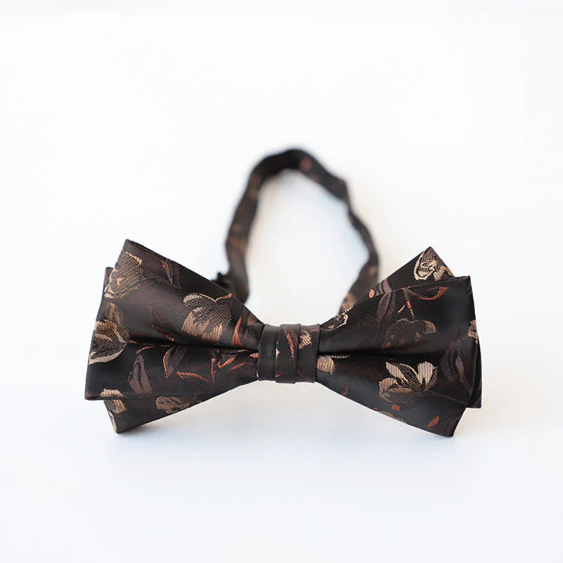 Men's Retro Floral Double Layers Bow Tie - Image 13