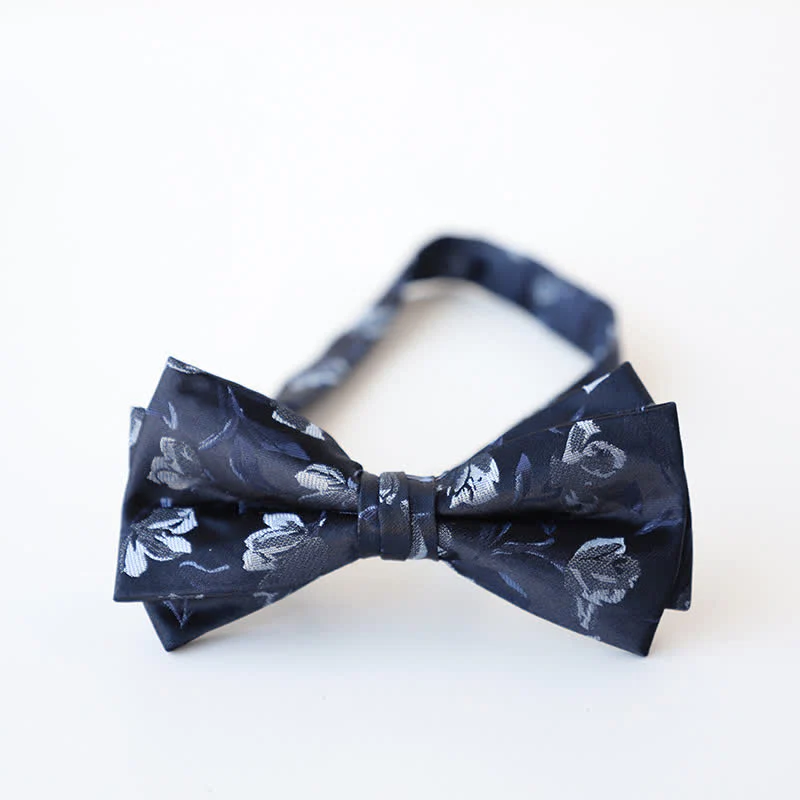 Men's Retro Floral Double Layers Bow Tie - Image 14