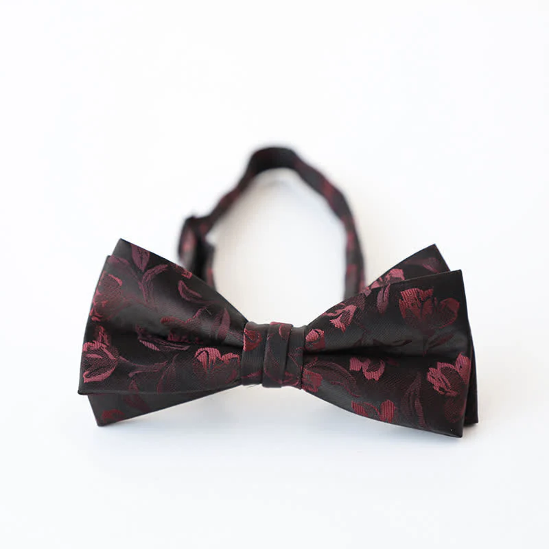 Men's Retro Floral Double Layers Bow Tie - Image 15