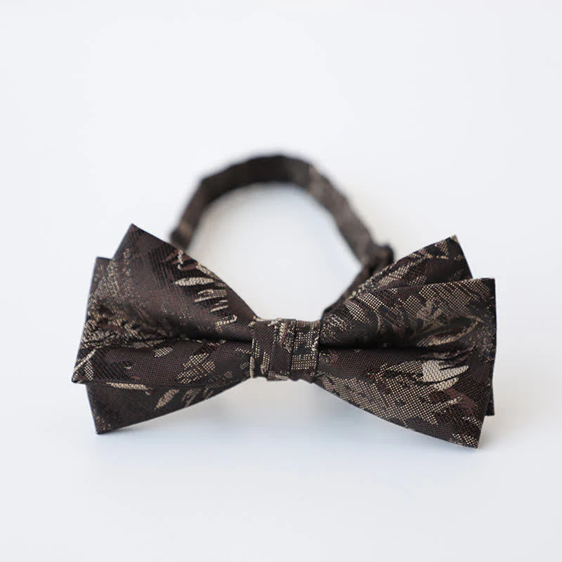 Men's Retro Floral Double Layers Bow Tie - Image 19