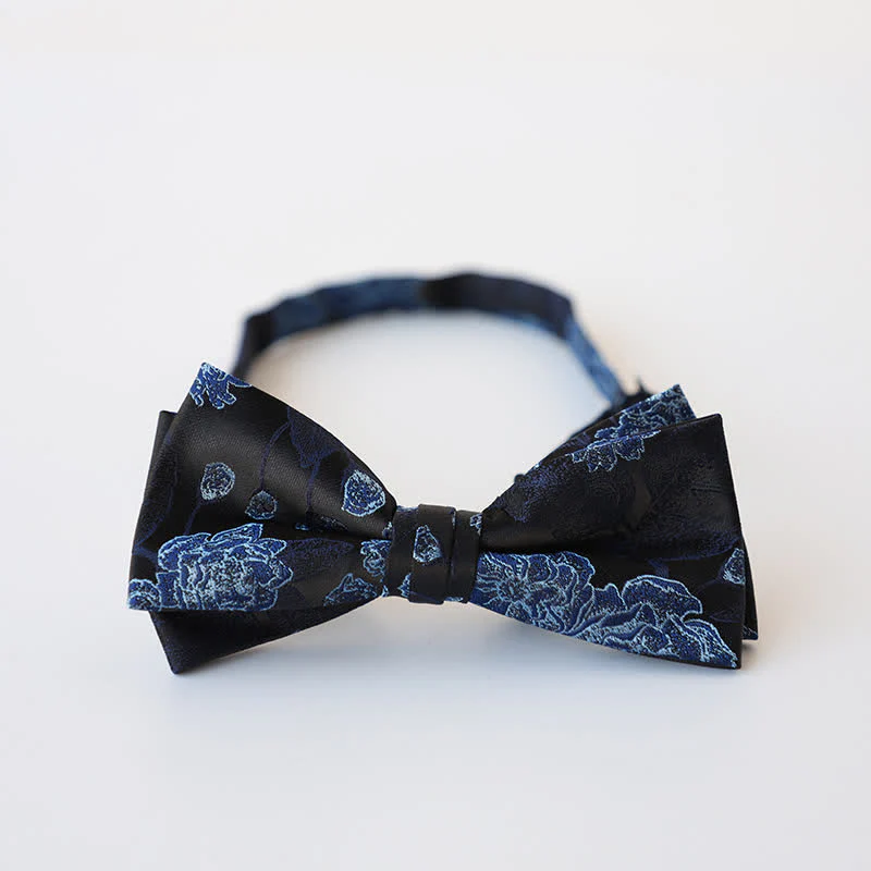 Men's Retro Floral Double Layers Bow Tie - Image 9