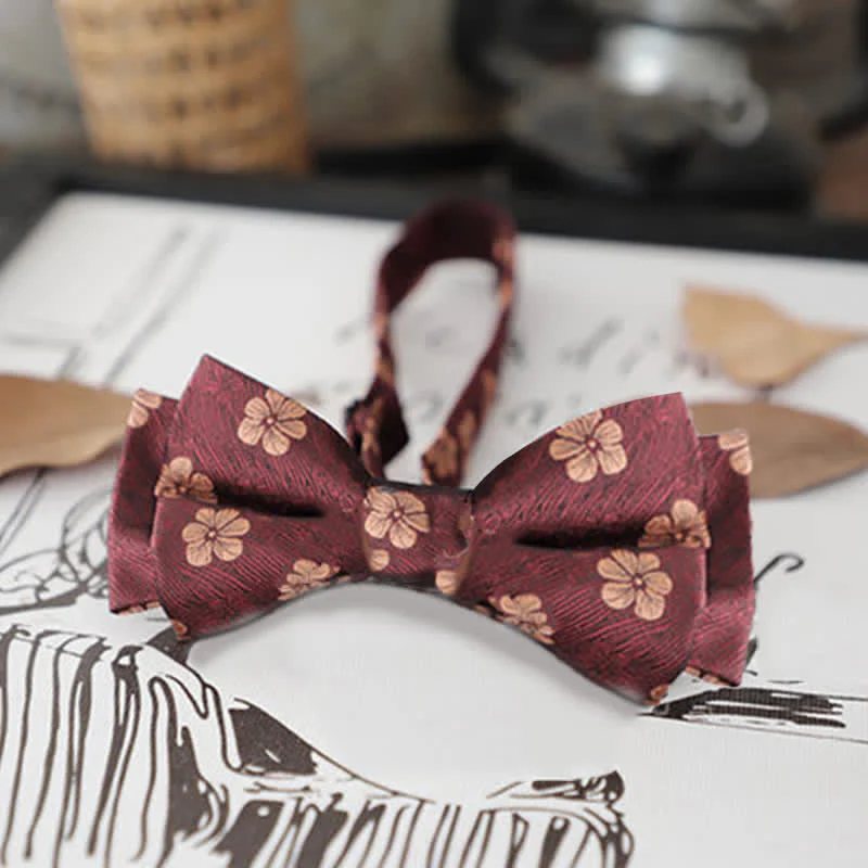 Men's Retro Floral Leaves Bow Tie - Image 14