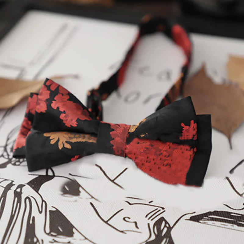 Men's Retro Floral Leaves Bow Tie - Image 19
