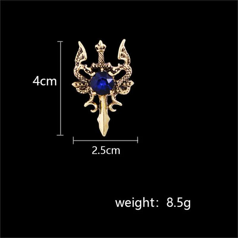 Men's Retro Gem Dragon Sword Brooch - Image 6