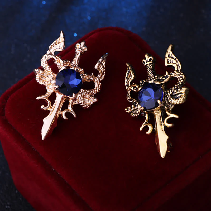 Men's Retro Gem Dragon Sword Brooch - Image 7