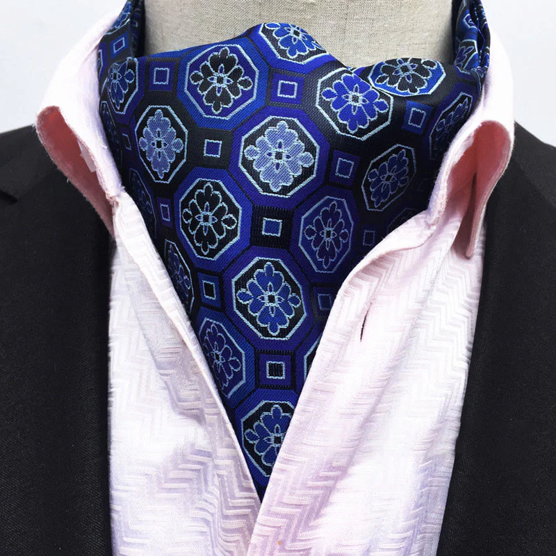 Men's Retro Geometric Floral Print Multi-Color Scarf Cravat - Image 3
