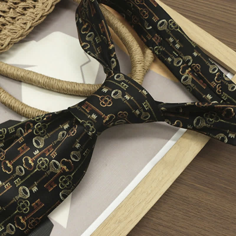 Men's Retro Intricated Black Keys Printed Necktie - Image 2