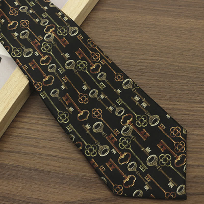 Men's Retro Intricated Black Keys Printed Necktie - Image 3