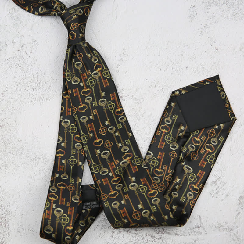 Men's Retro Intricated Black Keys Printed Necktie - Image 4