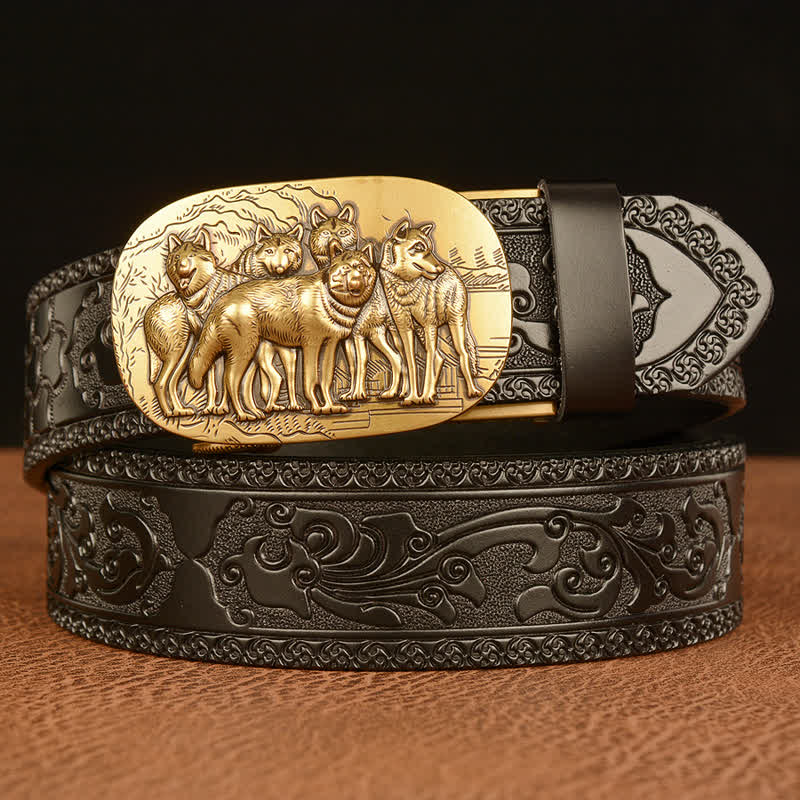 Men's Retro Pack Of Wolves Leather Belt - Image 9