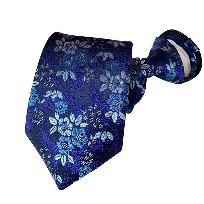 Men's Retro Paisley Zipper Tie Floral Necktie - Image 4