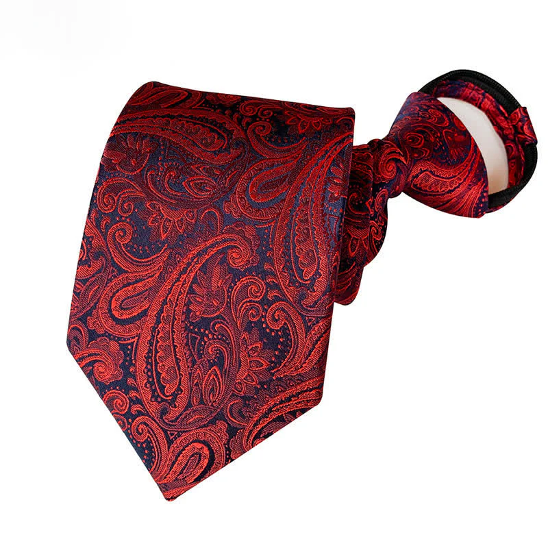 Men's Retro Paisley Zipper Tie Floral Necktie - Image 7
