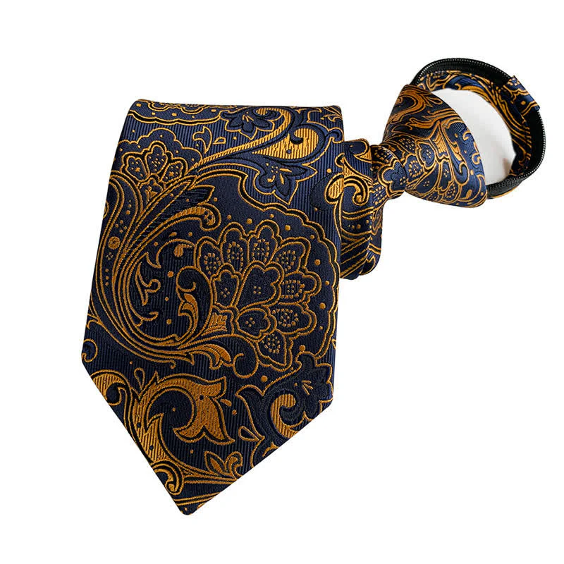 Men's Retro Paisley Zipper Tie Floral Necktie - Image 9