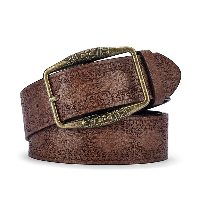 Men's Retro Pattern Decorative Buckle Leather Belt