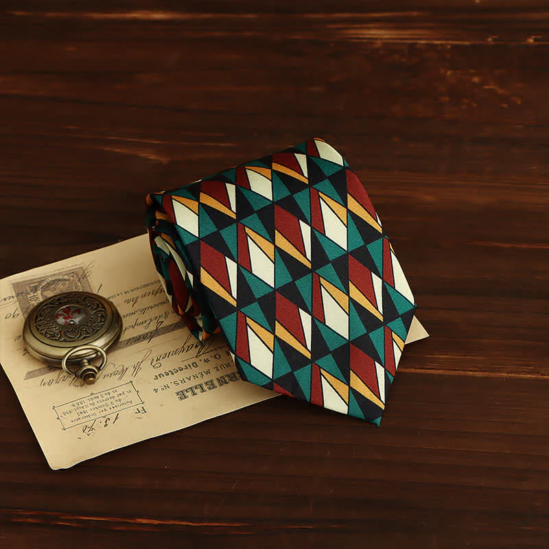 Men's Retro-Pop Geometric Motifs Necktie - Image 3