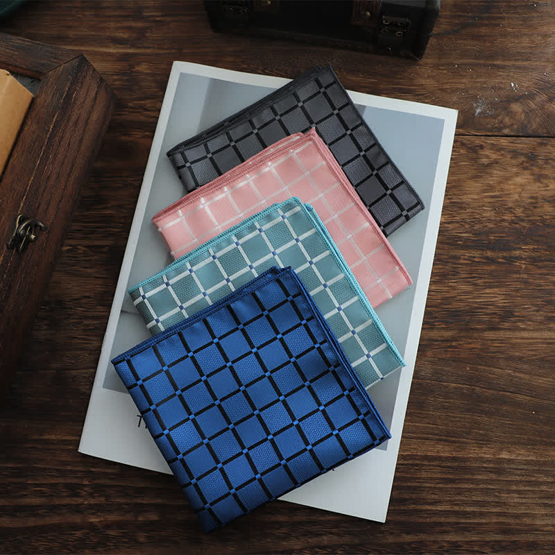 Men's Retro Saturated Color Checkered Pattern Pocket Square